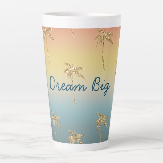 Tasse Latte Parties scintillant d'or Sunset Palm Trees (Devant)