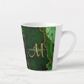 Tasse Latte Parties scintillant d'or vert chic Agate Monogramm (Droite)