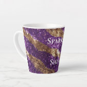 Tasse Latte Parties scintillant d'or violet (Angle gauche)