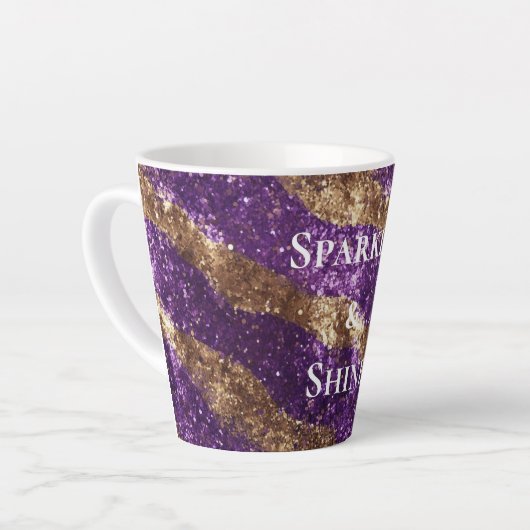 Tasse Latte Parties scintillant d'or violet (Angle gauche)