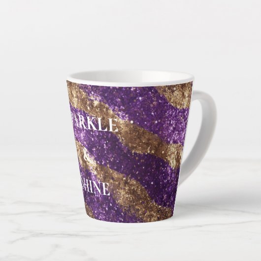 Tasse Latte Parties scintillant d'or violet (Angle droit)
