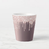 Tasse Latte parties scintillant en cuivre or rose gouttes glam (Devant)