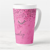 Tasse Latte Parties scintillant en marbre rose brillant noir (Angle droit)