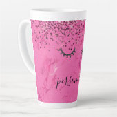 Tasse Latte Parties scintillant en marbre rose brillant noir (Angle gauche)