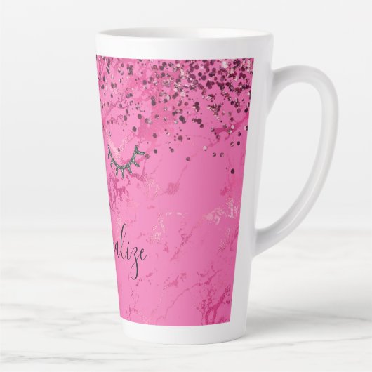 Tasse Latte Parties scintillant en marbre rose brillant noir (Droite)