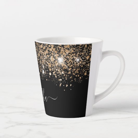 Tasse Latte Parties scintillant en or noir nom de poussière sc (Droite)