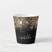 Tasse Latte Parties scintillant en or noir nom de poussière sc (Devant)