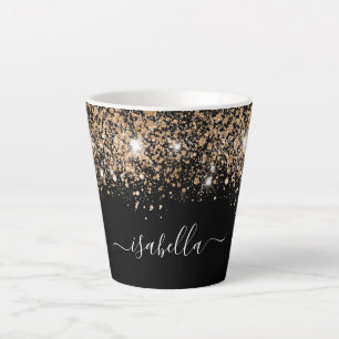 Tasse Latte Parties scintillant en or noir nom de poussière sc