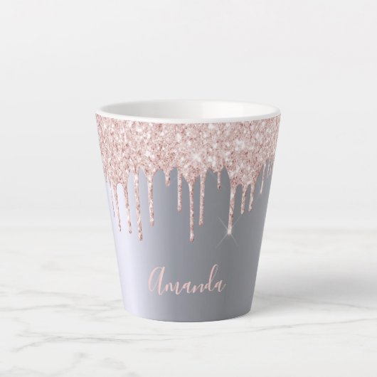 Tasse Latte Parties scintillant en or rose argent gouttes (Devant)