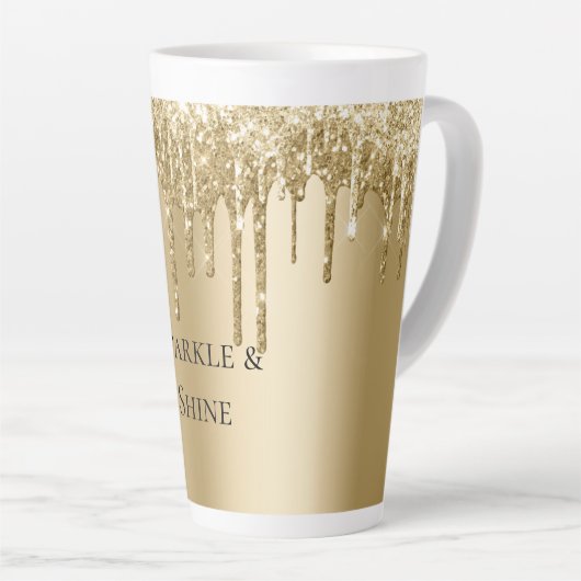 Tasse Latte Parties scintillant Glitzy Gold Sparkle Drithday (Angle droit)