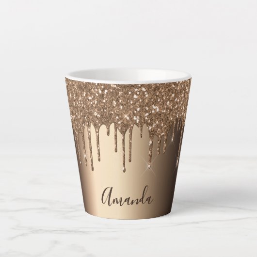 Tasse Latte Parties scintillant goutte cuivre nom étincelant (Devant)