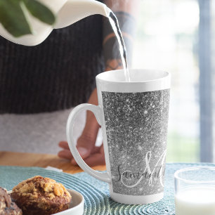 Tasse Latte Parties scintillant gris moderne éclabousser Nom p