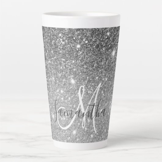Tasse Latte Parties scintillant gris moderne éclabousser Nom p (Devant)