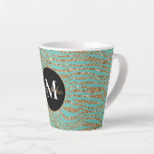 Tasse Latte Parties scintillant Mint Gold Faux Zebra Print (Angle droit)