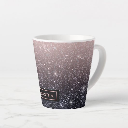 Tasse Latte Parties scintillant moderne noire et rose Étincell (Angle droit)