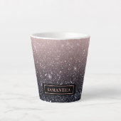 Tasse Latte Parties scintillant moderne noire et rose Étincell (Devant)