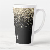 Tasse Latte Parties scintillant Noir Or Monogramme Initiales F (Droite)