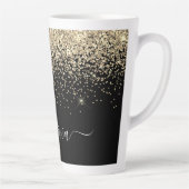 Tasse Latte Parties scintillant Noir Or Script Monogramme Nom  (Droite)