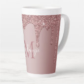 Tasse Latte Parties scintillant rose à goutte d'or Monogramme (Angle droit)