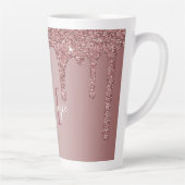 Tasse Latte Parties scintillant rose à goutte d'or Monogramme (Droite)