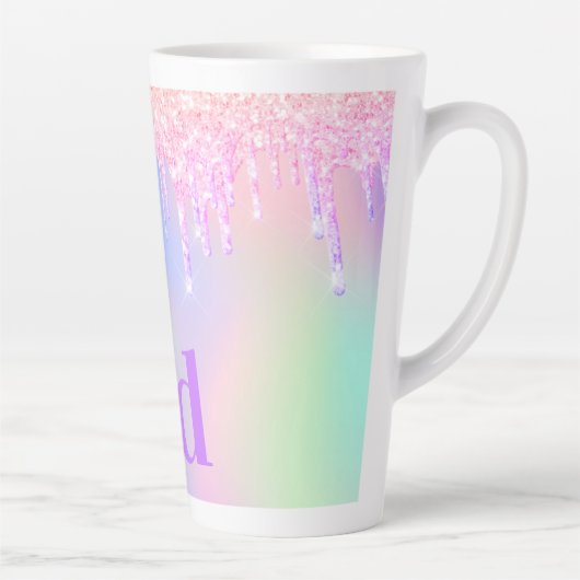 Tasse Latte Parties scintillant rose holographique gouttes mon (Droite)