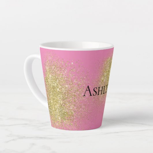 Tasse Latte Parties scintillant rose or brillant (Angle gauche)