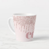 Tasse Latte parties scintillant rose or rousse monogramme init (Angle gauche)