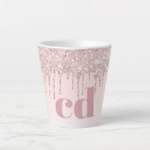 Tasse Latte parties scintillant rose or rousse monogramme init (Devant)