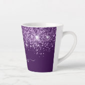 Tasse Latte Parties scintillant violet étincelle nom monogramm (Droite)