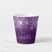 Tasse Latte Parties scintillant violet étincelle nom monogramm (Devant)