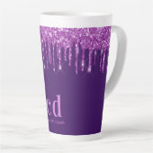 Tasse Latte Parties scintillant violet gouttes monogramme nom  (Angle droit)