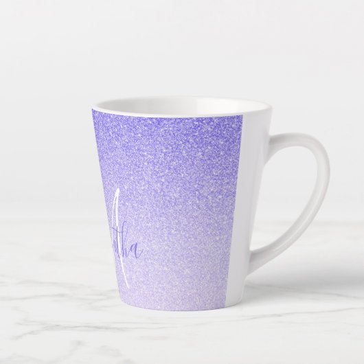 Tasse Latte Parties scintillant violet moderne étincelles Nom  (Droite)