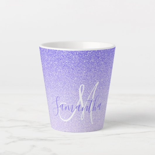 Tasse Latte Parties scintillant violet moderne étincelles Nom (Devant)
