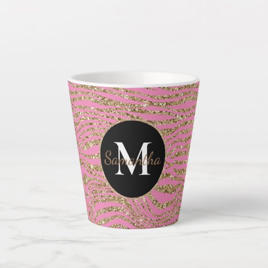 Tasse Latte Parties scintillant Zebra Gold Rose (Devant)