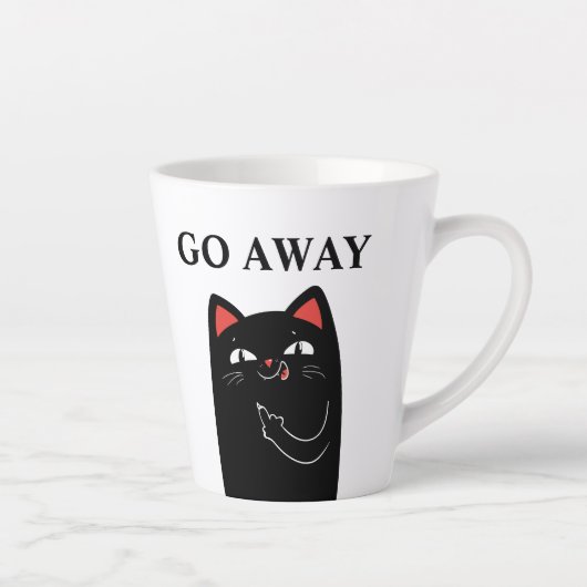 Tasse Latte Partir du doigt médian noir Chat amusant (Droite)
