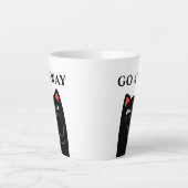 Tasse Latte Partir du doigt médian noir Chat amusant (Devant)
