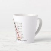 Tasse Latte Partition de violon rose (Angle droit)