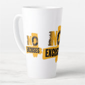 Tasse Latte Pas d'Excuses. Juste des Résultats. Mode Zéro Excu (Angle gauche)