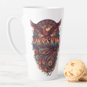 Tasse Latte Passion Phoenix Design Artistique Vintage – Étique