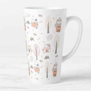 Tasse Latte Pastel Autumn Cute Cats