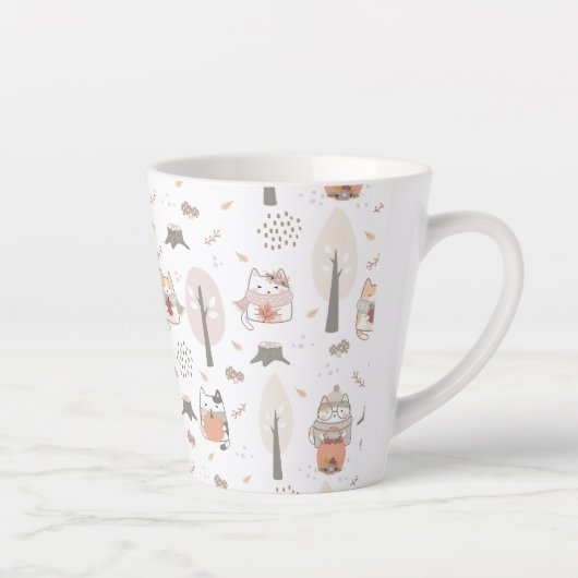 Tasse Latte Pastel Autumn Cute Cats (Droite)