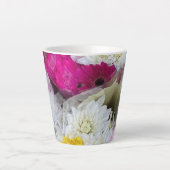 Tasse Latte Pastel Floral Rose, Jaune & Blanc Chrysanthème (Devant)