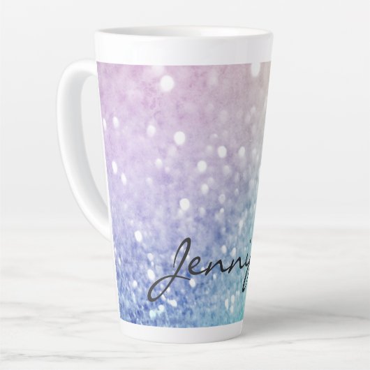 Tasse Latte Pastel Parties scintillant Bokeh ContexteGlam Eleg (Angle gauche)