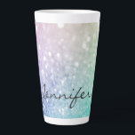 Tasse Latte Pastel Parties scintillant Bokeh ContexteGlam Eleg<br><div class="desc">Personnalisez facilement cet élégant motif de parties scintillant bokeh coloré avec votre nom et/ou monogramme personnalisés.</div>