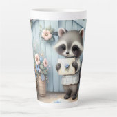 Tasse Latte Pastel Raccoon Letter Garden (Devant)