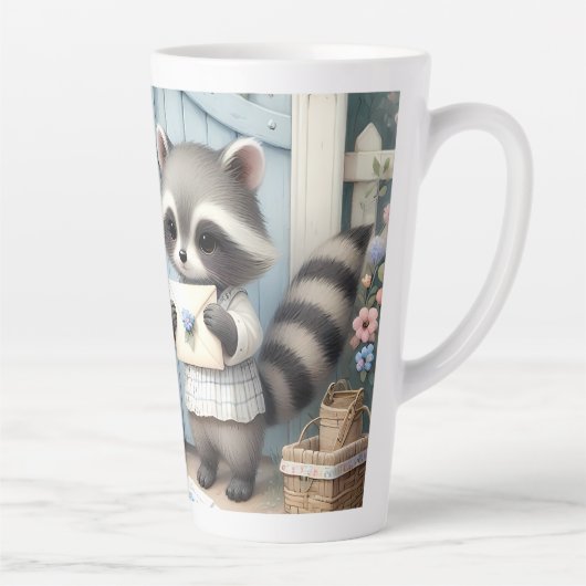 Tasse Latte Pastel Raccoon Letter Garden (Droite)