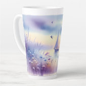 Tasse Latte Pastel Sailboat Coastal Dreamscape (Angle gauche)