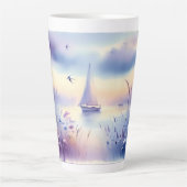 Tasse Latte Pastel Sailboat Coastal Dreamscape (Devant)