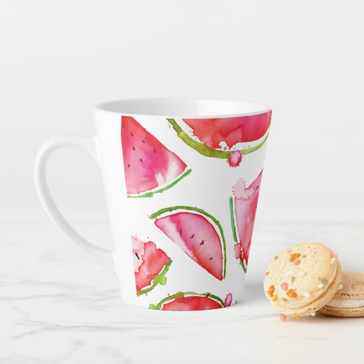 Tasse Latte Pastèque à l'aquarelle 1 (En situation)
