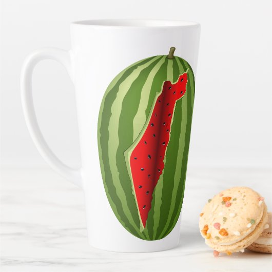 Tasse Latte Pastèque Palestine - Slice (En situation)